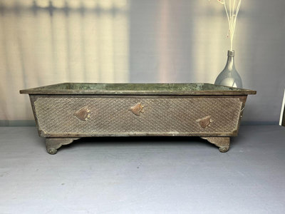 日本銅器 純銅水仙盤 古銅花器 海波紋 重185斤 實物拍520【如意坊】銅器 佛像 擺件
