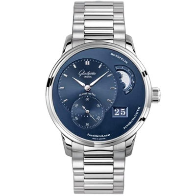 GLASHUTTE ORIGINAL 格拉蘇蒂原創 偏心月相 40mm 藍面 鋼錶帶 1-90-02-46-32-71
