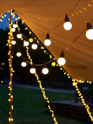 戶外露營氛圍燈大圓球LED燈串天幕帳篷裝飾燈USB款野營草坪燈圓球