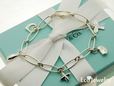 《Eco-jewelry》【Tiffany&amp;Co】經典款 人氣五吊飾手鍊 純銀925手鍊~專櫃真品已送洗