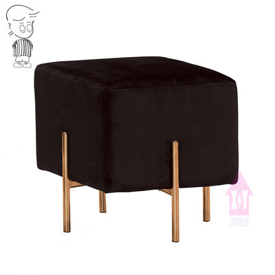【X+Y】艾克斯居家生活館           沙發矮凳系列-艾森特 方凳(黑色布).餐椅.高級絨布+防鏽鐵管.摩登家具