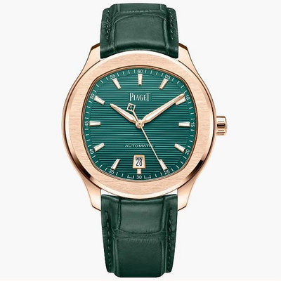 預購 伯爵錶 Piaget Polo系列 Piaget Polo Date腕錶 42mm G0A47010 18K玫瑰金 綠色面盤 綠色鱷魚皮錶帶  機械錶