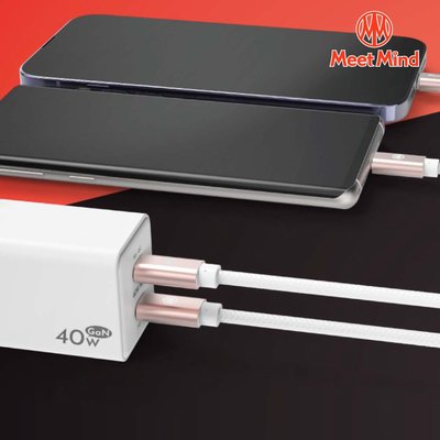 Meet Mind  簡約系列 雙PD 40W USB-C to Lightning MFI 1.2M 快速充電組
