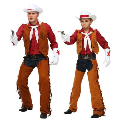 【熱賣下殺】萬圣節cosplay牛仔競技者成人兒童男美國西部牛仔扮演演出服裝