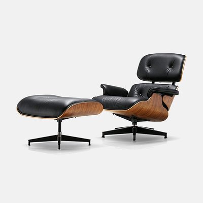 【熱賣精選】致盈伊姆斯躺椅意式真皮單人沙發輕奢 Ray Eames設計師旋轉休閑椅