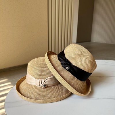 夏季草帽 遮陽草帽日系夏季新款草帽復古卷邊防曬遮陽帽時尚太陽帽女可折疊漁夫帽子