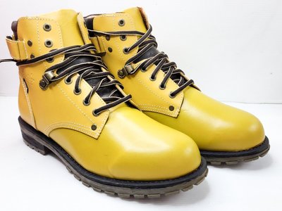 零碼鞋 28號 Zobr 路豹 牛皮氣墊短靴 K57 黃色  特價:1480元 K系列 戰鬥靴 機車靴