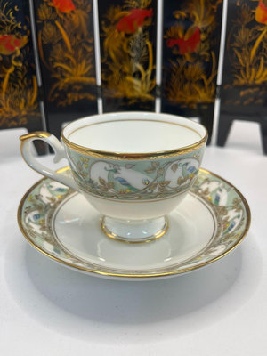 日本瓷器 HOYA豪雅花鳥畫片 骨瓷重金 咖啡杯 紅茶杯 實