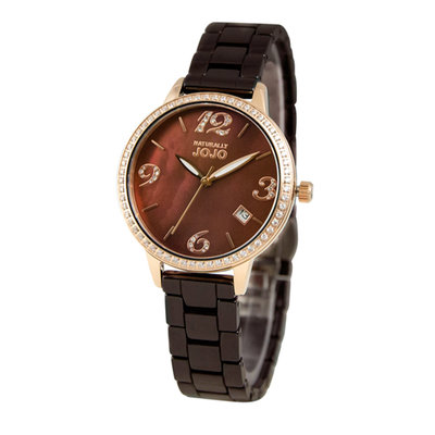 【時光鐘錶公司】NATURALLY JOJO JO96968-95R 閃耀水鑽數字陶瓷腕錶 情人節禮物男錶女錶 錶