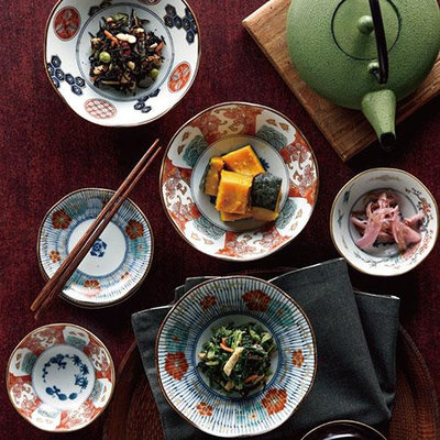 發現花園 日本選物 ~ 日本製 美濃燒 染錦古伊万里 和食器 5 入組 - 小碟 / 小缽