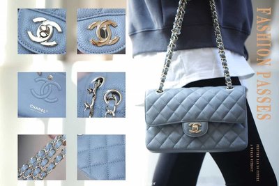 [二手]Chanel CF23 Classic flap bag A01113灰藍