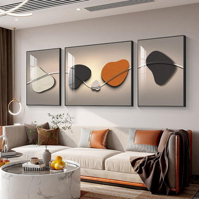 輕奢2023客廳裝飾畫現代簡約沙發背景墻掛畫大氣高級感三聯畫壁畫半米潮殼直購