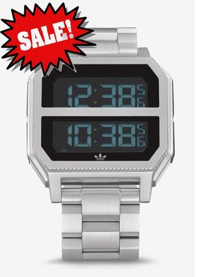 【AG好貨】 愛迪達 ㊣ ADIDAS ARCHIVE_MR2 不銹鋼 復古 電子錶 數位錶 時尚 潮流 流行 正品 銀