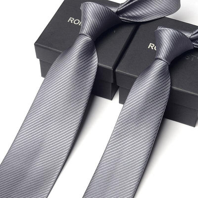 灰色純色領帶男士商務正裝8cm 職業工作 韓版窄女6cm手打單色禮盒