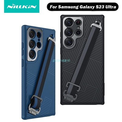 三星s23手機殼適用於三星 Galaxy S23 Ultra 手機殼 Nillkin 腕帶防摔 PC 相機保護套帶繩