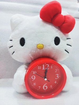 牛牛ㄉ媽*日本精品 Hello Kitty45th時鐘 絨毛造型鐘 玩偶時鐘 娃娃 白色kitty玩偶時鐘鬧鐘 生日禮物聖誕禮物