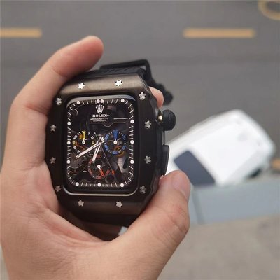 熱銷 《新款》碳纖維紋MR改裝錶帶套裝 Apple Watch 高級感錶帶 S8 S7 6 SE 4/5代 44mm 45mm現貨