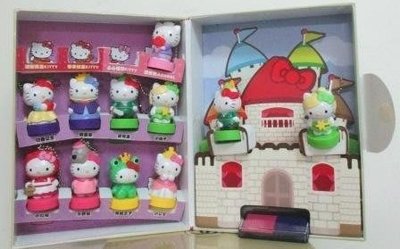 ~7-11 Hello Kitty 夢幻變裝吊飾印章 11個+印泥+收藏盒~