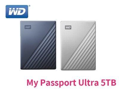 「阿秒市集」WD My Passport Ultra 5TB 金屬 星耀藍 USB3.0 TypeC 2.5吋 行動硬碟