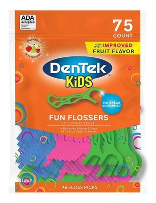 【雷恩的美國小舖】美國DENTEK 德泰克 兒童塗氟牙線棒 牙線 水果口味75入 特價