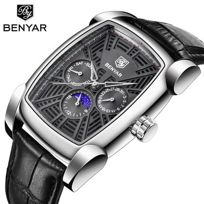【潮裡潮氣】BENYAR賓雅手錶石英表多功能時尚防水日曆男士手錶5153