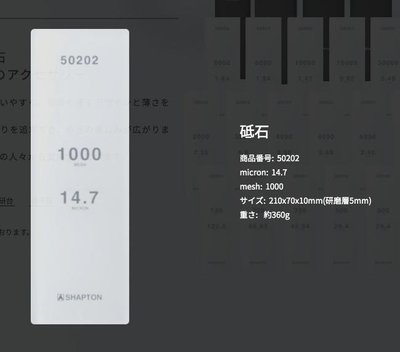 硝子砥石 1000番 陶瓷磨刀石 SHAPTON 50202 雙中鐵店1928