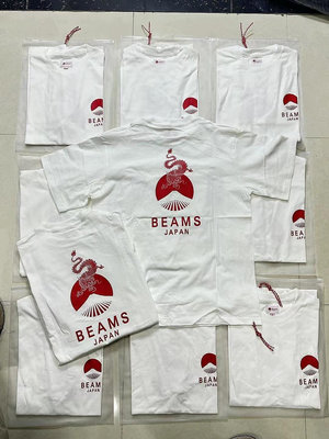 大東全球購~BEAMS JAPAN Print Tee 日本制龍年限定富士山紅