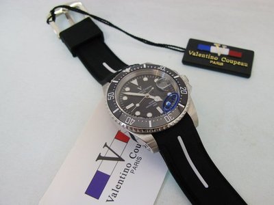 Valentino Coupeau 范倫鐵諾 黑水鬼陶瓷白框100米水晶防刮鏡面石英矽帶腕錶型號:61589ASW