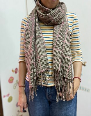 美家園日本生活館 日本帶回千鳥格紋 大披巾 大圍巾
