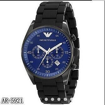 二手全新ARMANI全新阿瑪尼手錶AR-5921 三眼經典時尚計時碼錶復古系列腕錶 防水大錶盤皮帶時尚男錶石英錶