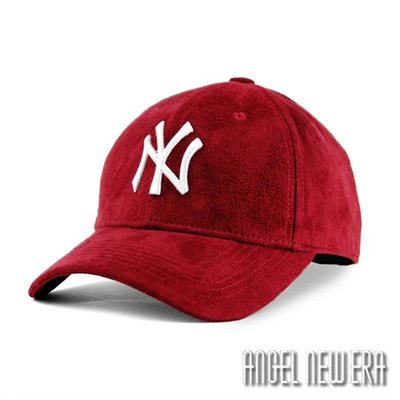 【PD帽饰】【MLB Old Fashioned Cap】NY 紐約 洋基 麂皮 老帽 酒紅 鴨舌帽【ANGEL NEW ERA 】