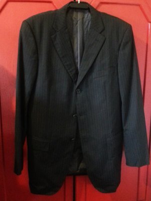 【CERRUTI 1881】黑色細條紋(羊毛+絲)西裝外套 52號