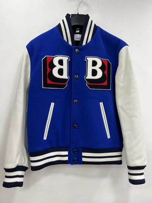 HJ國際精品館22春夏Burberry 80490641字母圖案羊毛棒球外套