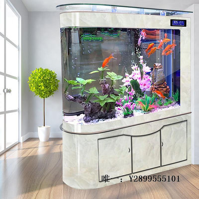 玻璃魚缸子彈頭魚缸客廳家用屏風隔斷現代輕奢風水族箱大型龍魚缸底部過濾水族箱