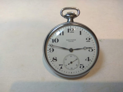 【古錶傳承】美國 WALTHAM 老華生 古董懷錶 手上鏈 白瓷面 藍鋼寶璣針 小秒針 無底價 標多少都賣！