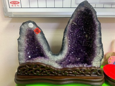 頂級ESP稀有巴西小水型形紫水晶洞 水帶財13.9kg送精美雕花底座 HD影片