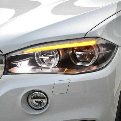 適用於14-17款BMW寶馬X5 X6大燈總成改裝LED日行燈全LED光源大燈總成