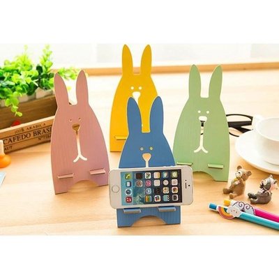 可愛兔子木質手機架 韓風木質手機架 懶人支架 手機座 名片架