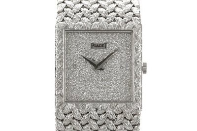 Piaget 伯爵18K白金原鑲滿天星男用腕錶