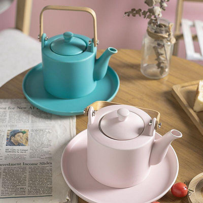 簡約小清新茶具套裝陶瓷茶壺茶杯下午茶家用提梁泡茶壺冷水壺