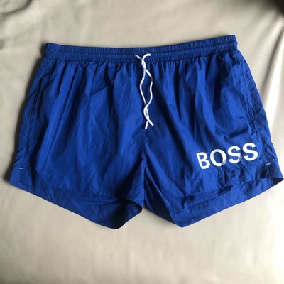 [品味人生]保證全新正品 HUGO BOSS 藍色 白logo  休閒短褲 海灘褲 size XXL