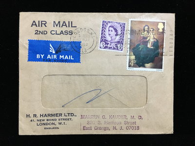 England  Queen Elizabeth II stamp , on the AIR MAIL cover