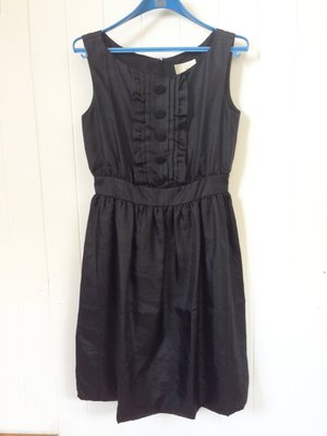 林嘉欣二手服飾- 日本品牌 ROUGE VIF 黑色緞面 無袖洋裝