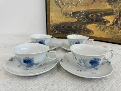 德國名Meissen梅森神奇波浪 咖啡杯碟 紅茶杯。手繪水墨