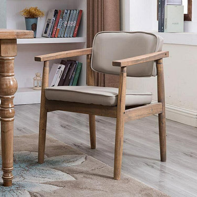 餐椅家用北歐實木現代簡約餐廳椅靠背新中式書桌布藝簡易扶手椅子LX