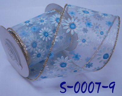 花樣圖案拷克帶【S-0007-9】~Jane′s Gift~Ribbon 二邊鐵絲可塑形，節日佈置掛飾