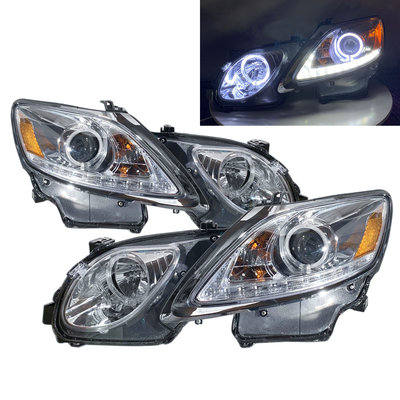 卡嗶車燈 適用於 LEXUS 凌志 GS350 GS450h S190 MK3 06-11 光導LED眼光圈 大燈 電鍍