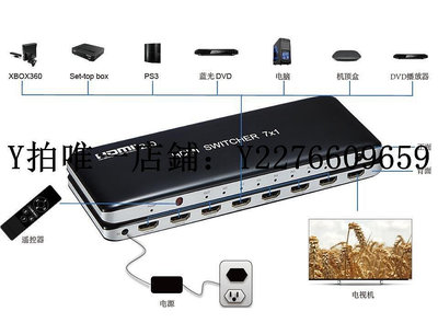 熱銷 分屏器BOWU HDMI2.0高清切換器投影電視機7進1出分配器六進一出分屏器筆記本電腦機頂盒信號hdmi 可開發票