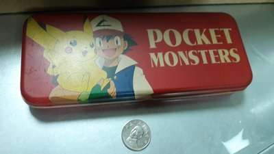 034 （收藏）（早期）（神奇寶貝 寶可夢 pokemon）卡通造型鉛筆盒 小智 皮卡丘 金屬 保存尚好 品相如圖