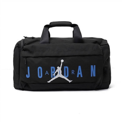 【NIKE 耐吉】Jordan 行李袋 男女款 飛人喬丹 肩背 手提 運動包 訓練包 黑/白/藍 JD2243027GS-003